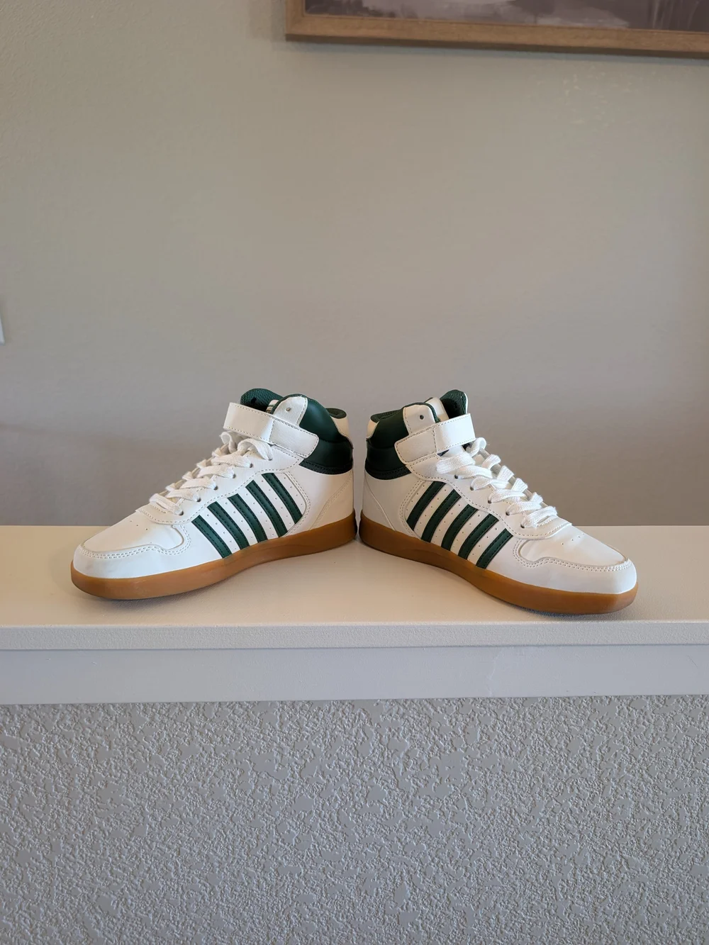 Kids High-Top K-Swiss Sneakers in White and Forest Green